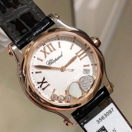 Chopard Happy Sport New Leather Strap Watch For Women Black