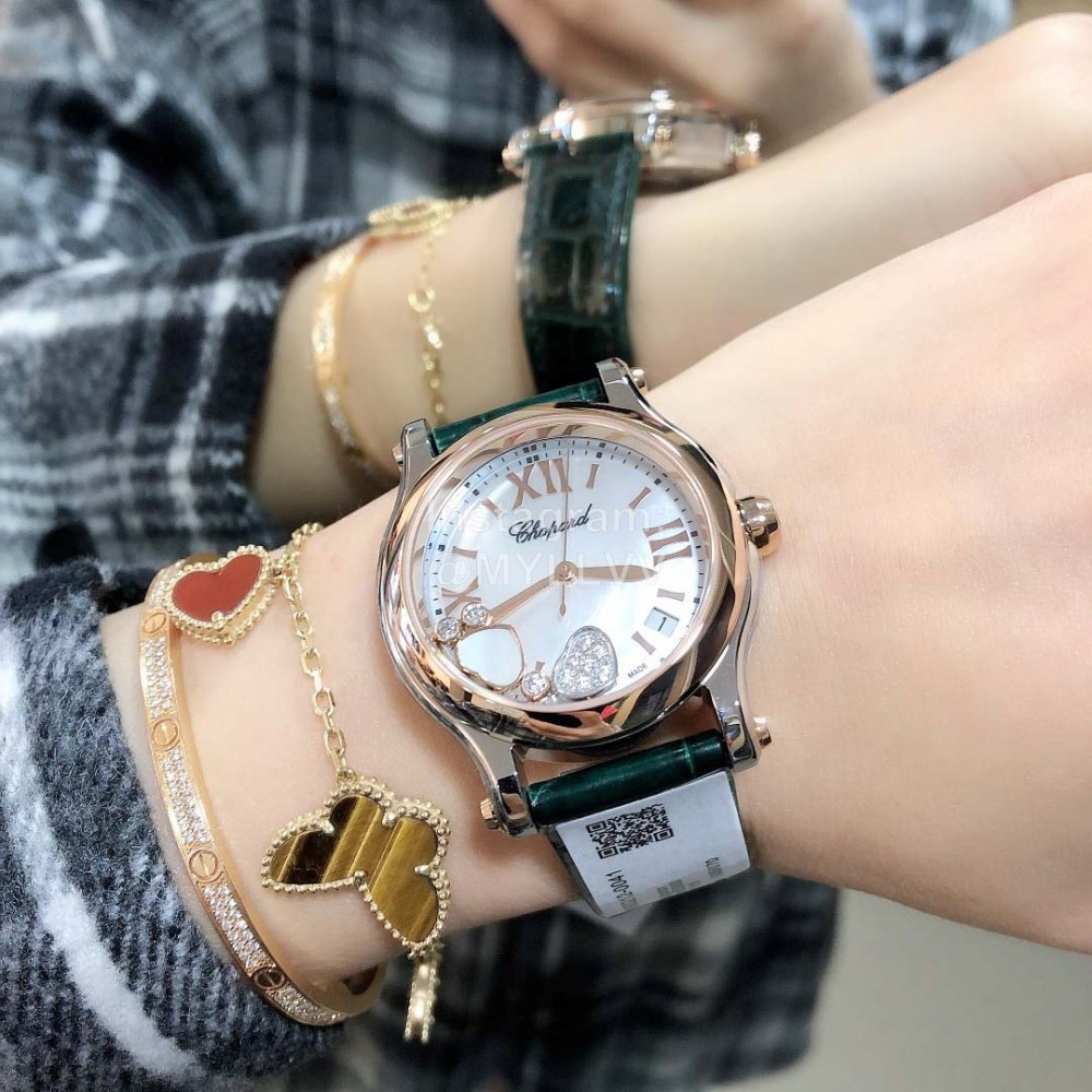 Chopard Happy Sport New Leather Strap Watch For Women Green