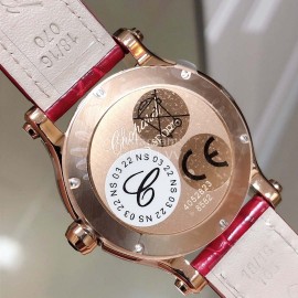 Chopard Happy Sport Fashion Leather Strap Watch For Women Red