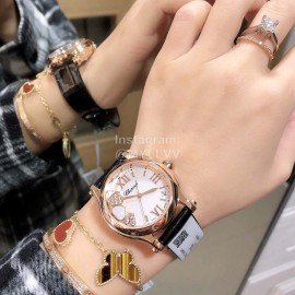 Chopard Happy Sport Fashion Leather Strap Watch For Women Black