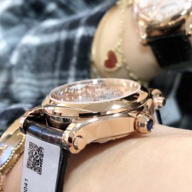 Chopard Happy Sport Fashion Leather Strap Watch For Women Black