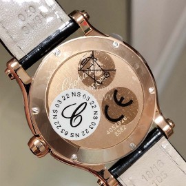 Chopard Happy Sport Fashion Leather Strap Watch For Women Black