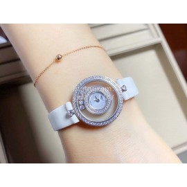 Chopard Happy Diamonds Series Leather Strap Watch White