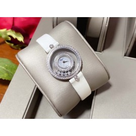 Chopard Happy Diamonds Series Leather Strap Watch White