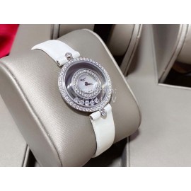 Chopard Happy Diamonds Series Leather Strap Watch White