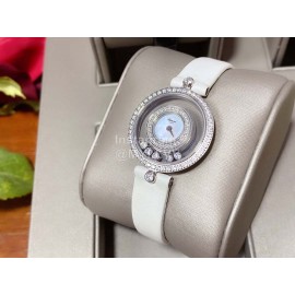 Chopard Happy Diamonds Series Leather Strap Watch White
