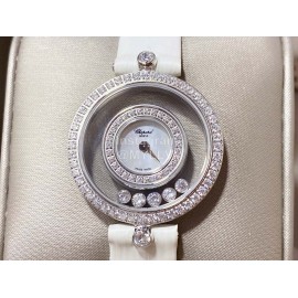 Chopard Happy Diamonds Series Leather Strap Watch White