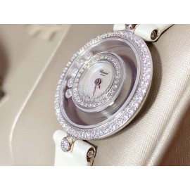Chopard Happy Diamonds Series Leather Strap Watch White