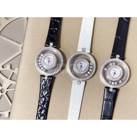 Chopard Happy Diamonds Series Leather Strap Watch White
