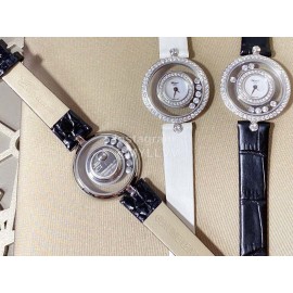 Chopard Happy Diamonds Series Leather Strap Watch White