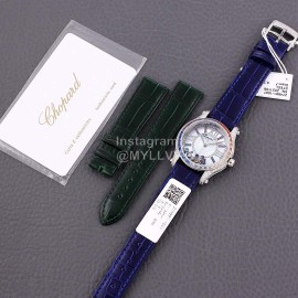 Chopard Happy Sport Series Colorful Diamond Leather Strap Watch Navy