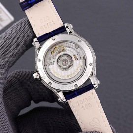 Chopard Happy Sport Series Colorful Diamond Leather Strap Watch Navy