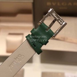 Chopard Leather Strap Happy Diamonds Watch For Women Green