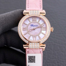 Chopard Impepiale Series Roman Numeral Diamond Dial Watch Pink