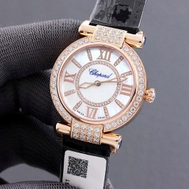 Chopard Impepiale Series Roman Numeral Diamond Dial Watch Pink