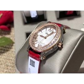 Chopard Happy Diamonds Elliptical Diamond Dial Mechanical Watch Red