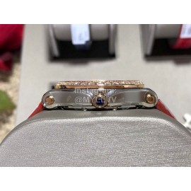 Chopard Happy Diamonds Elliptical Diamond Dial Mechanical Watch Red