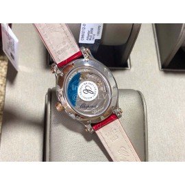 Chopard Happy Diamonds Elliptical Diamond Dial Mechanical Watch Red