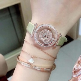 Chopard Blingbling Diamond Leather Strap Watch For Women