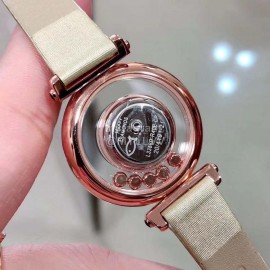 Chopard Blingbling Diamond Leather Strap Watch For Women