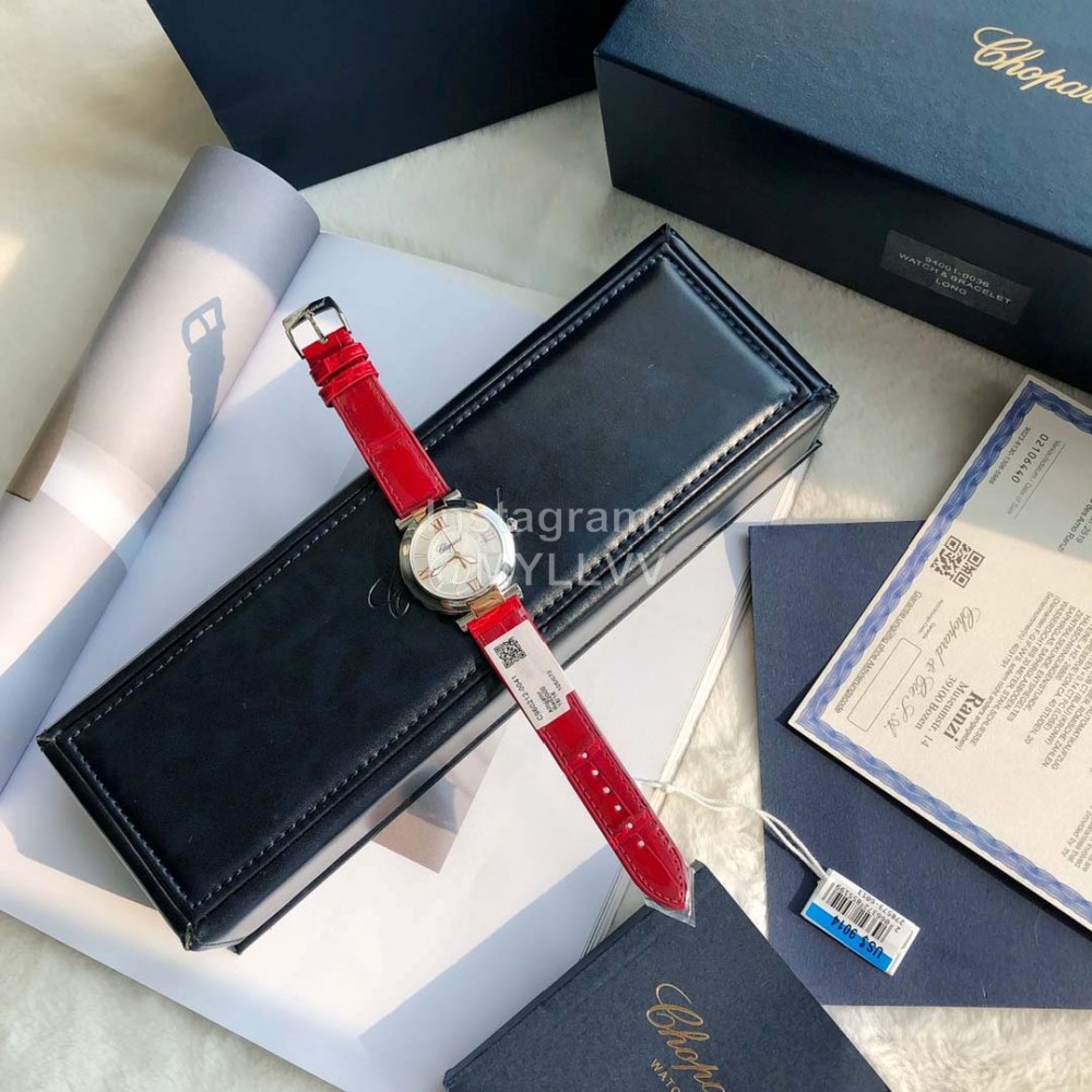 Chopard Nr-Factory Impepiale Series Red Leather Strap Watch