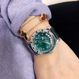 Chopard Diamond 36mm Dial Leather Strap Watch Green