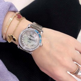 Chopard Diamond 36mm Dial Leather Strap Watch Brown