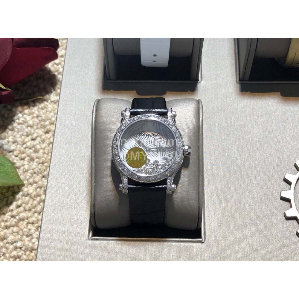 Chopard Blingbling 36mm Dial Black Strap Watch For Women