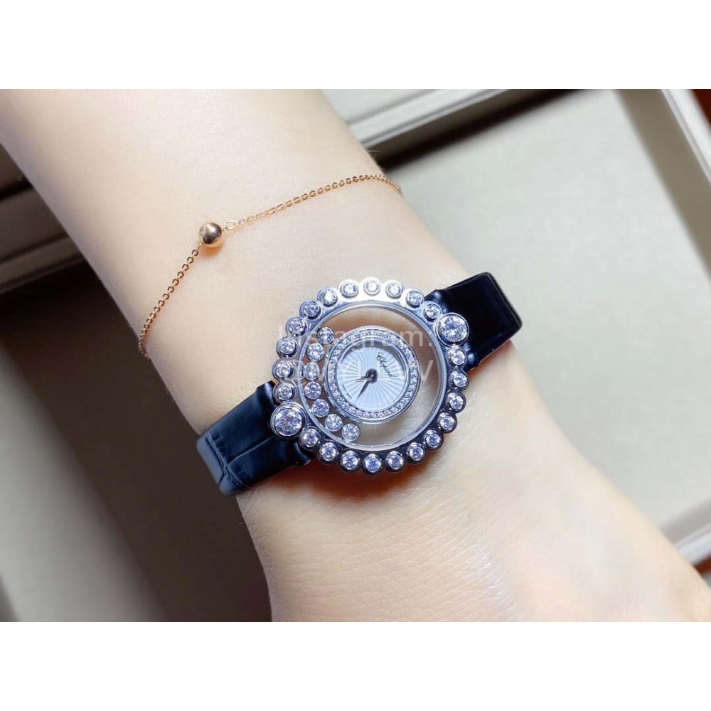 Chopard Fashion Sapphire Crystal Leather Strap Watch