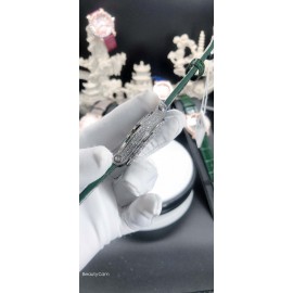 Chopard Diamond Dial Leather Strap Watch For Women Green