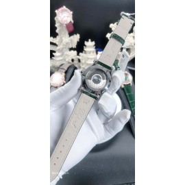 Chopard Diamond Dial Leather Strap Watch For Women Green