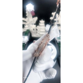 Chopard Diamond Dial Black Leather Strap Watch For Women