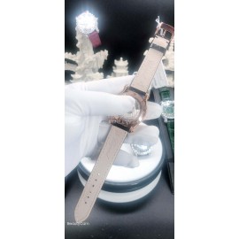 Chopard Diamond Dial Black Leather Strap Watch For Women