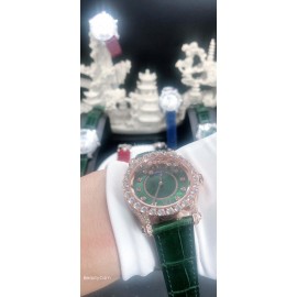 Chopard Diamond Dial Leather Strap Watch For Women