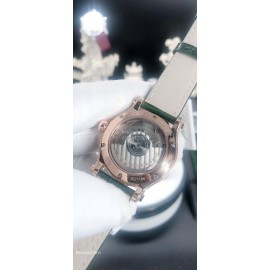 Chopard Diamond Dial Leather Strap Watch For Women