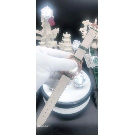 Chopard Diamond Dial Leather Strap Watch For Women