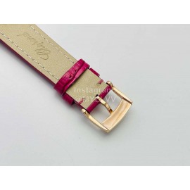 Chopard An Factory 316l Fine Steel Case Leather Strap Watch Rose Red