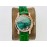Chopard An Factory 316l Fine Steel Case Leather Strap Watch Green
