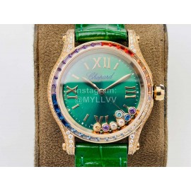 Chopard An Factory 316l Fine Steel Case Leather Strap Watch Green