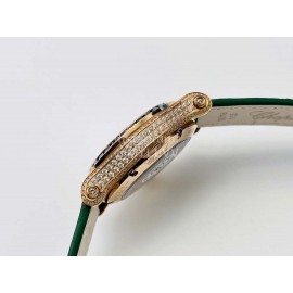 Chopard An Factory 316l Fine Steel Case Leather Strap Watch Green