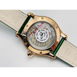 Chopard An Factory 316l Fine Steel Case Leather Strap Watch Green