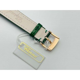 Chopard An Factory 316l Fine Steel Case Leather Strap Watch Green