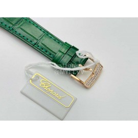 Chopard An Factory 316l Fine Steel Case Leather Strap Watch Green