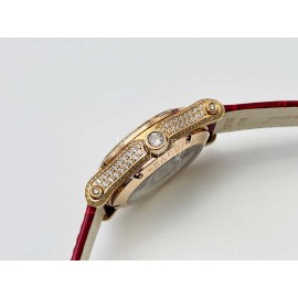 Chopard An Factory 316l Fine Steel Case Leather Strap Watch Red