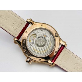 Chopard An Factory 316l Fine Steel Case Leather Strap Watch Red