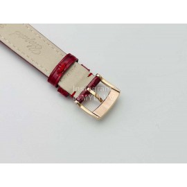 Chopard An Factory 316l Fine Steel Case Leather Strap Watch Red