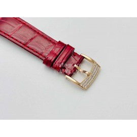 Chopard An Factory 316l Fine Steel Case Leather Strap Watch Red
