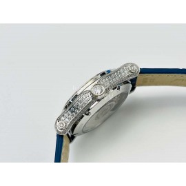 Chopard An Factory 316l Fine Steel Case Leather Strap Watch Navy