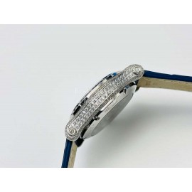 Chopard An Factory 316l Fine Steel Case Leather Strap Watch Navy