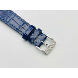 Chopard An Factory 316l Fine Steel Case Leather Strap Watch Navy